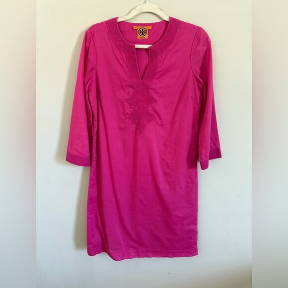 Tory Burch Pink Cotton Long Sleeve Safo Dress Size 8 - Picture 15 of 16